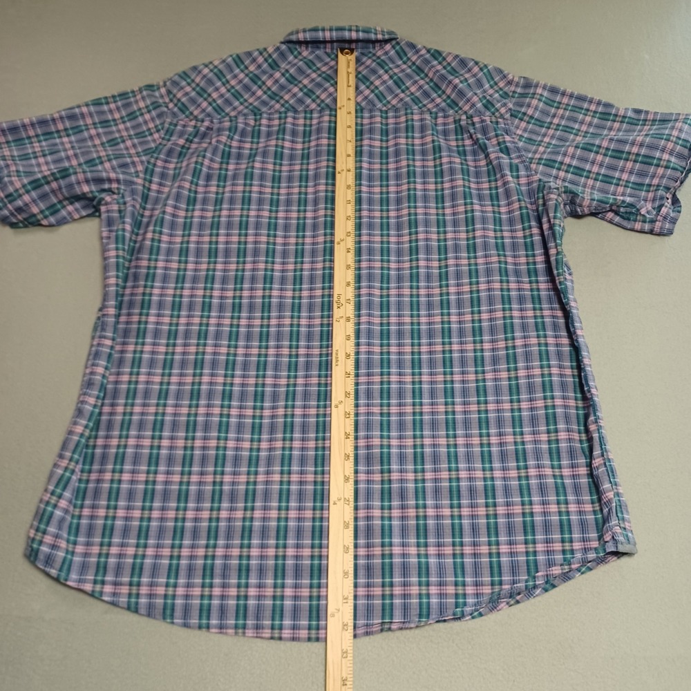 Weatherproof Shirt Mens XXL Blue Plaid Vintage Short Sleeve Button Down Pocket - Picture 4 of 13